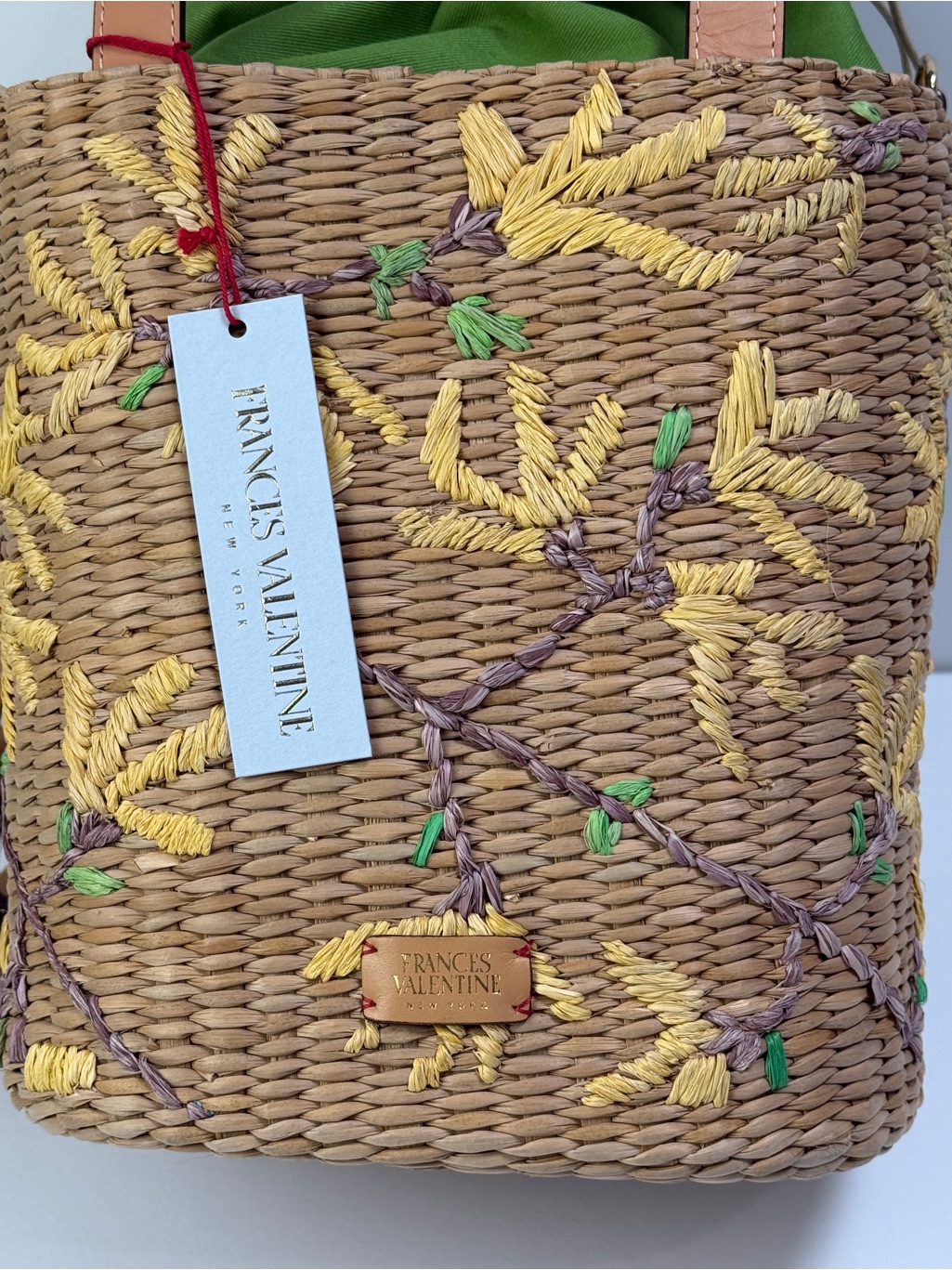 Frances Valentine Tall Woven Bucket Bag Forsythia Spring Flowers Katenwt — image 7 of 8